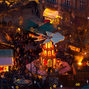 Typical wooden christmas carousel, Munich, Bavaria, Germany.